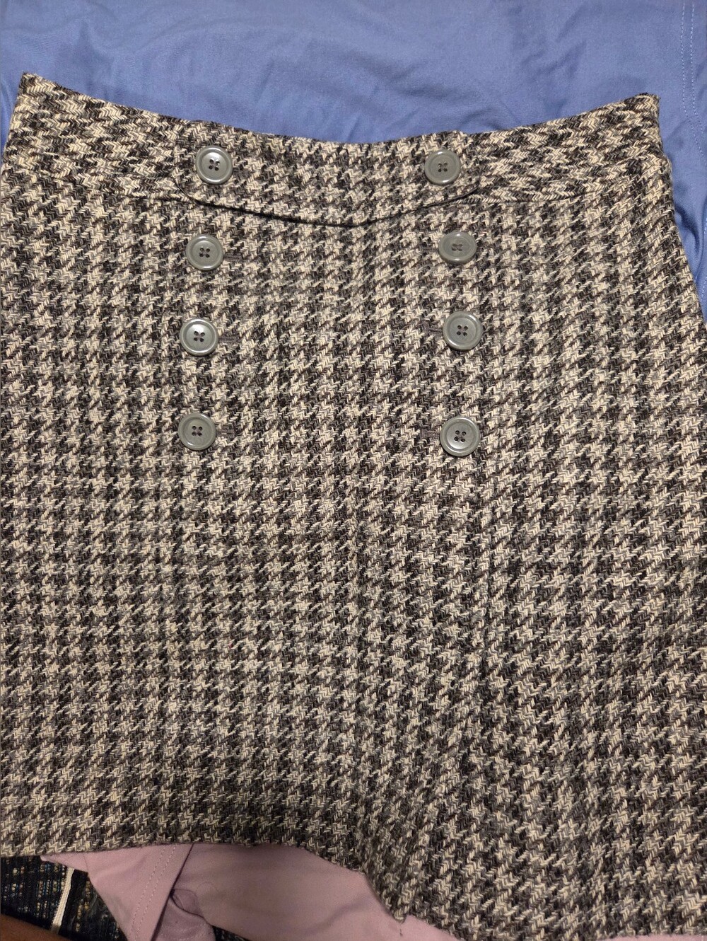 Houndstooth Button-Front Mini Skirt - Grey, White And Black